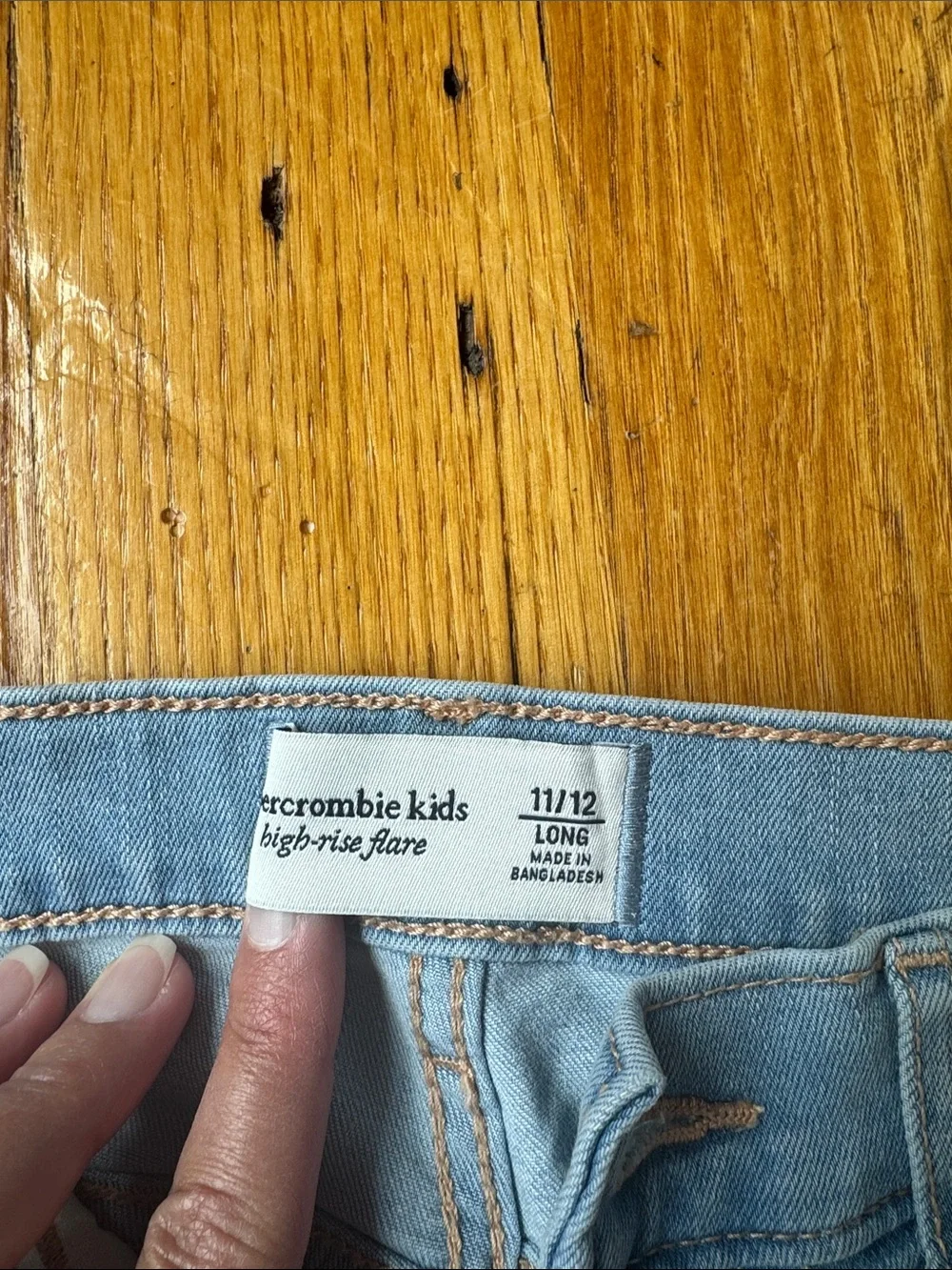 abercrombie kids Light Blue Flare Jeans with Knee Distress